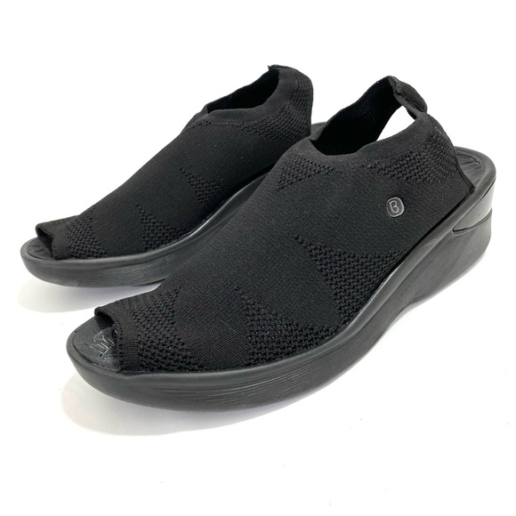 Bzees Wedge Peep Toe Slingback 11 M Women’s Black Comfort Shoes Textile Slip On - Picture 3 of 7